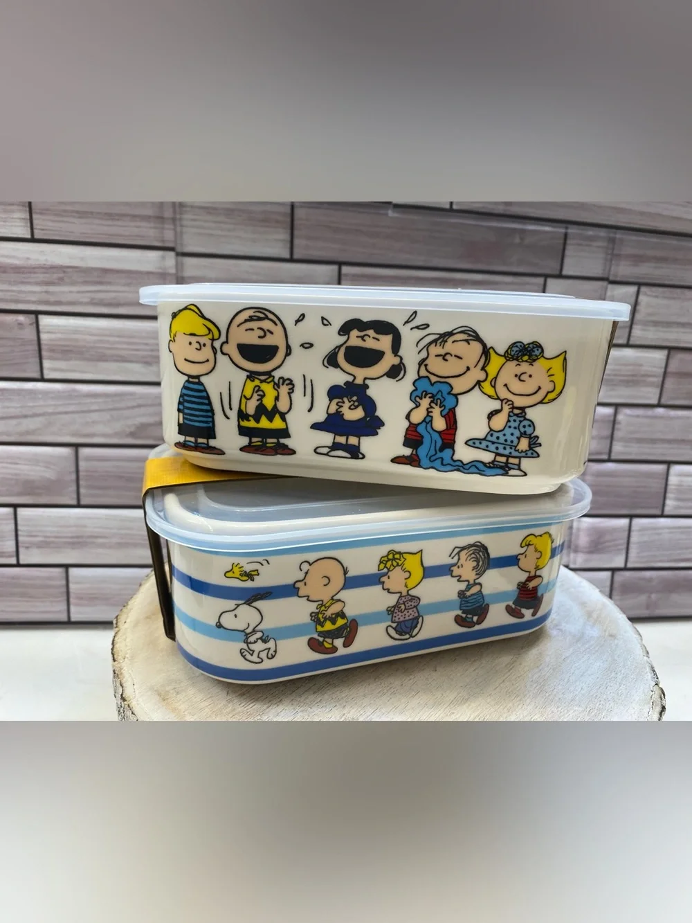 Peanuts Snoopy & The Gang  ❤️(2) CHOW TIME Lunch Box Storage & Lid NEW